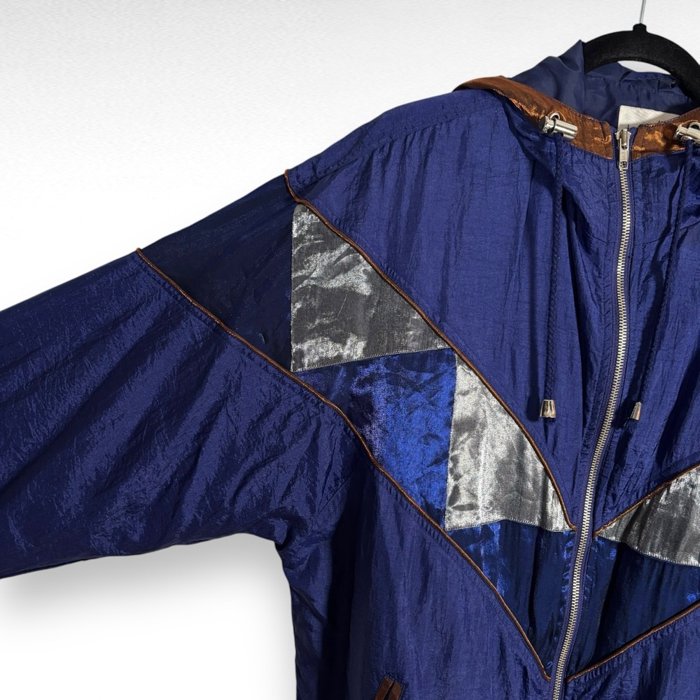 Men's Blue and Silver Hooded Jacket - Picture 3 of 10